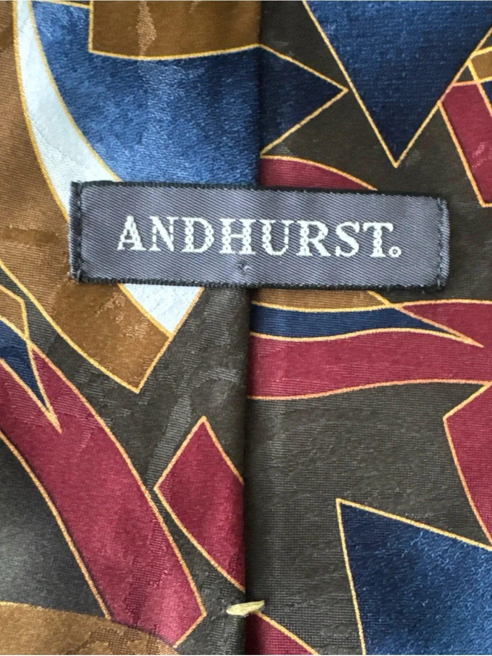 Andhurst lot of 2 Vintage Ties Green Geometric Tan Stripes 70s Abstract USA made